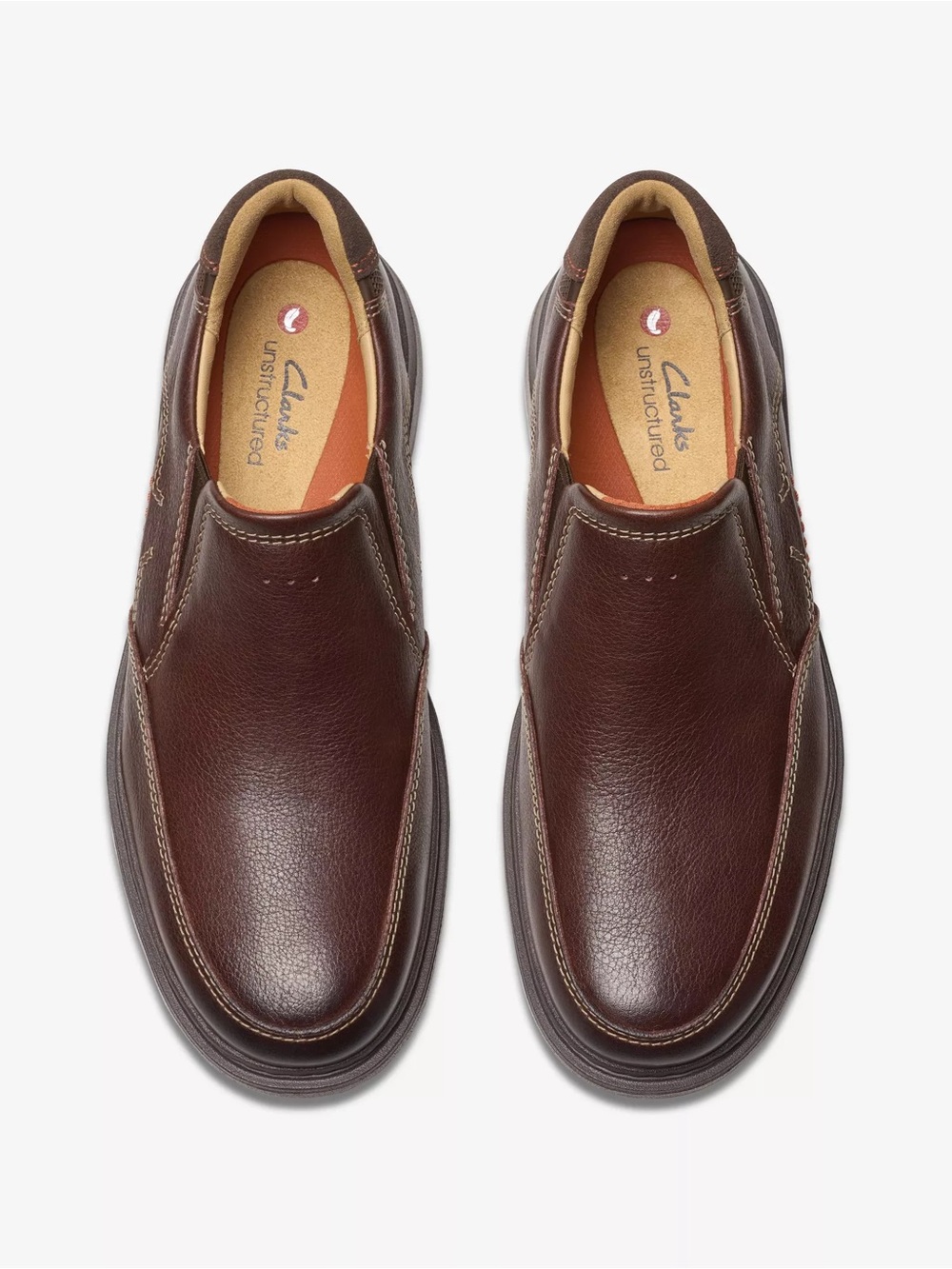 Men’s Clarks Un Briley Step Mahogany Leather Slip Ons NWOT Size 12 Wide